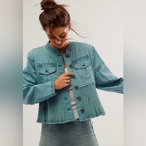 Free People Blue Jean Jacket with Classic Design NWOT